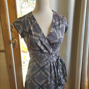 Elegant Black and White Wrap Dress